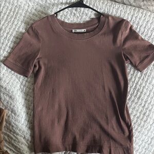 Zara Dusty Rose Short Sleeve Top